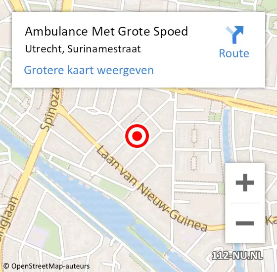 Locatie op kaart van de 112 melding: Ambulance Met Grote Spoed Naar Utrecht, Surinamestraat op 28 september 2017 14:15