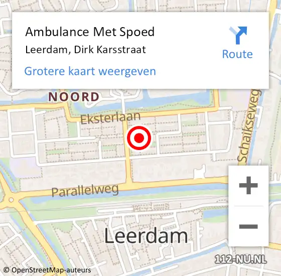 Locatie op kaart van de 112 melding: Ambulance Met Spoed Naar Leerdam, Dirk Karsstraat op 28 september 2017 14:48