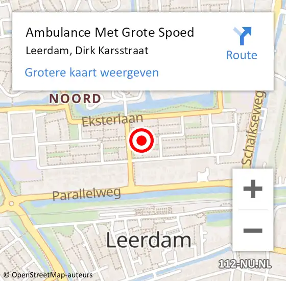 Locatie op kaart van de 112 melding: Ambulance Met Grote Spoed Naar Leerdam, Dirk Karsstraat op 28 september 2017 14:51