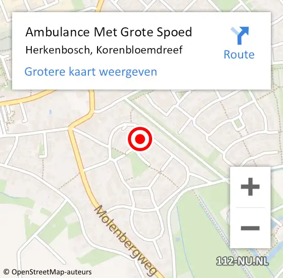 Locatie op kaart van de 112 melding: Ambulance Met Grote Spoed Naar Herkenbosch, Korenbloemdreef op 28 september 2017 14:51