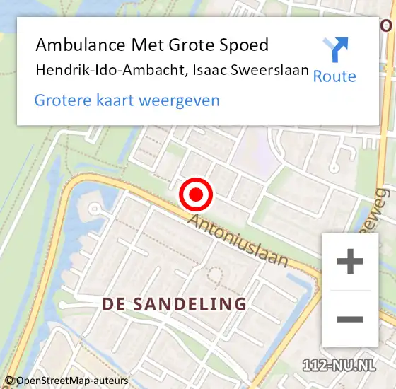 Locatie op kaart van de 112 melding: Ambulance Met Grote Spoed Naar Hendrik-Ido-Ambacht, Isaac Sweerslaan op 28 september 2017 15:54