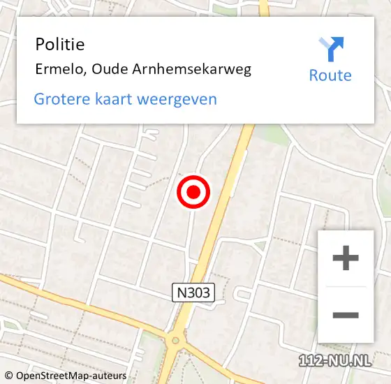 Locatie op kaart van de 112 melding: Politie Ermelo, Oude Arnhemsekarweg op 28 september 2017 15:57