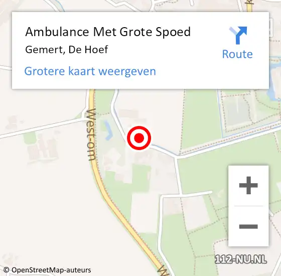 Locatie op kaart van de 112 melding: Ambulance Met Grote Spoed Naar Gemert, De Hoef op 28 september 2017 16:00