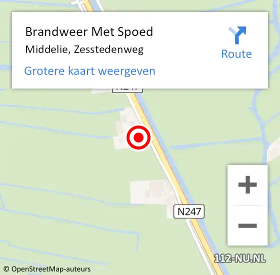 Locatie op kaart van de 112 melding: Brandweer Met Spoed Naar Middelie, Zesstedenweg op 28 september 2017 16:33