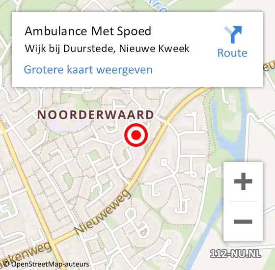 Locatie op kaart van de 112 melding: Ambulance Met Spoed Naar Wijk bij Duurstede, Nieuwe Kweek op 28 september 2017 16:39