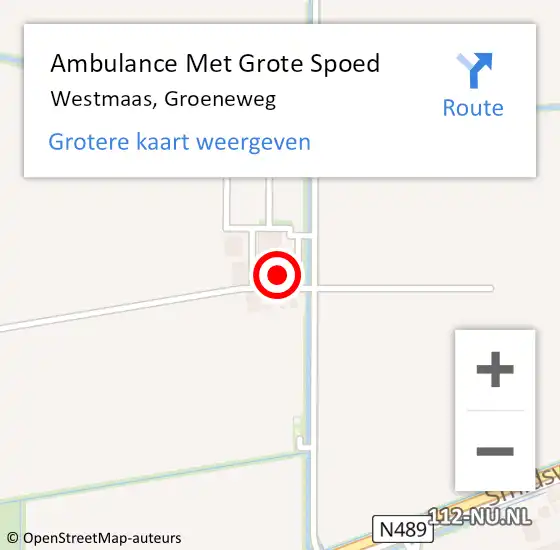 Locatie op kaart van de 112 melding: Ambulance Met Grote Spoed Naar Westmaas, Groeneweg op 28 september 2017 16:49