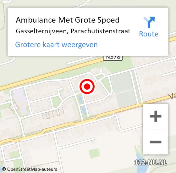 Locatie op kaart van de 112 melding: Ambulance Met Grote Spoed Naar Gasselternijveen, Parachutistenstraat op 28 september 2017 17:15