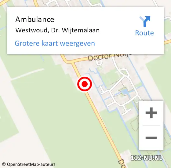 Locatie op kaart van de 112 melding: Ambulance Westwoud, Dr. Wijtemalaan op 28 september 2017 17:34