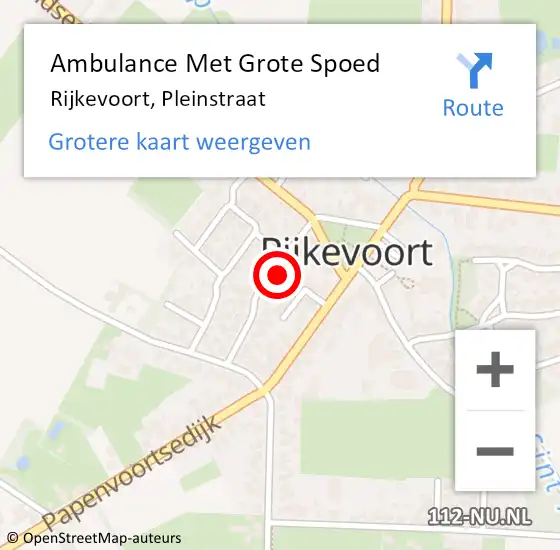 Locatie op kaart van de 112 melding: Ambulance Met Grote Spoed Naar Rijkevoort, Pleinstraat op 28 september 2017 17:39