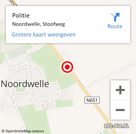 Locatie op kaart van de 112 melding: Politie Noordwelle, Stoofweg op 28 september 2017 18:29
