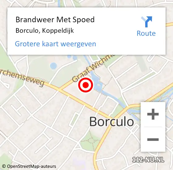 Locatie op kaart van de 112 melding: Brandweer Met Spoed Naar Borculo, Koppeldijk op 28 september 2017 18:29