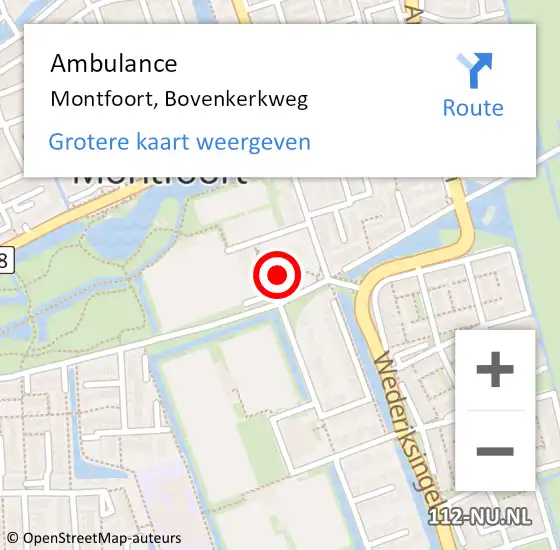 Locatie op kaart van de 112 melding: Ambulance Montfoort, Bovenkerkweg op 28 september 2017 18:31