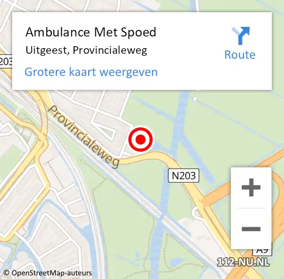 Locatie op kaart van de 112 melding: Ambulance Met Spoed Naar Uitgeest, Provincialeweg op 28 september 2017 18:44