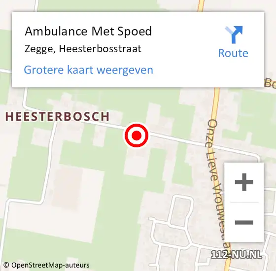Locatie op kaart van de 112 melding: Ambulance Met Spoed Naar Zegge, Heesterbosstraat op 28 september 2017 18:48