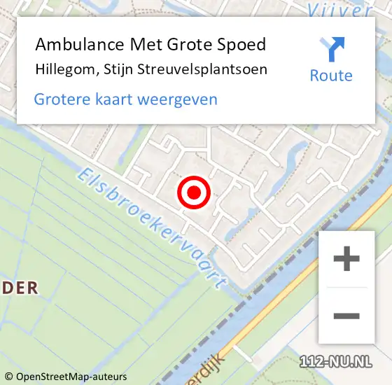 Locatie op kaart van de 112 melding: Ambulance Met Grote Spoed Naar Hillegom, Stijn Streuvelsplantsoen op 28 september 2017 19:08