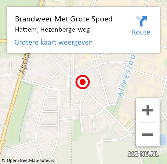 Locatie op kaart van de 112 melding: Brandweer Met Grote Spoed Naar Hattem, Hezenbergerweg op 28 september 2017 19:51