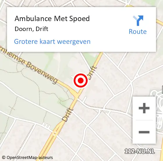 Locatie op kaart van de 112 melding: Ambulance Met Spoed Naar Doorn, Drift op 28 september 2017 20:00