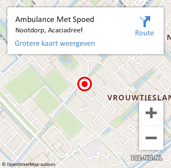 Locatie op kaart van de 112 melding: Ambulance Met Spoed Naar Nootdorp, Acaciadreef op 28 september 2017 20:03