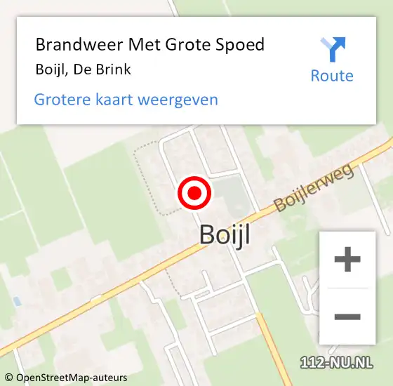 Locatie op kaart van de 112 melding: Brandweer Met Grote Spoed Naar Boijl, De Brink op 28 september 2017 20:21