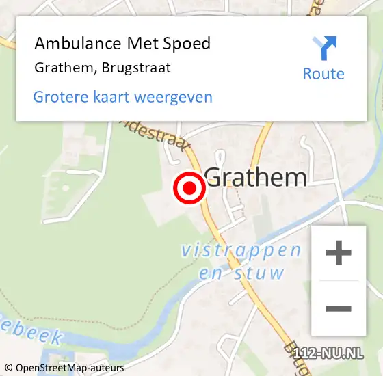 Locatie op kaart van de 112 melding: Ambulance Met Spoed Naar Grathem, Brugstraat op 28 september 2017 20:39