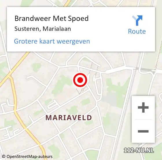 Locatie op kaart van de 112 melding: Brandweer Met Spoed Naar Susteren, Marialaan op 28 september 2017 22:00