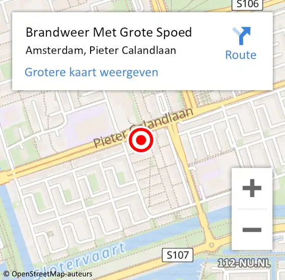 Locatie op kaart van de 112 melding: Brandweer Met Grote Spoed Naar Amsterdam, Pieter Calandlaan op 28 september 2017 23:05