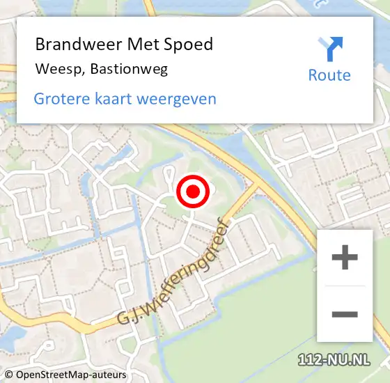 Locatie op kaart van de 112 melding: Brandweer Met Spoed Naar Weesp, Bastionweg op 28 september 2017 23:57