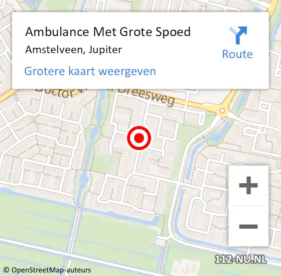 Locatie op kaart van de 112 melding: Ambulance Met Grote Spoed Naar Amstelveen, Jupiter op 29 september 2017 00:01