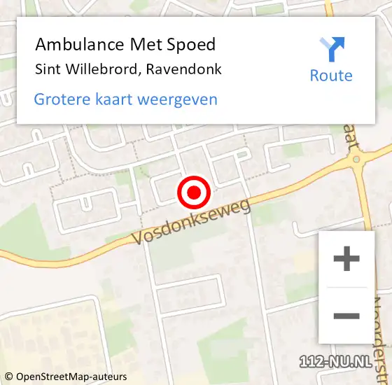 Locatie op kaart van de 112 melding: Ambulance Met Spoed Naar Sint Willebrord, Ravendonk op 29 september 2017 00:39