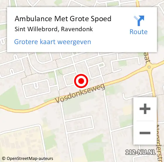 Locatie op kaart van de 112 melding: Ambulance Met Grote Spoed Naar Sint Willebrord, Ravendonk op 29 september 2017 00:47