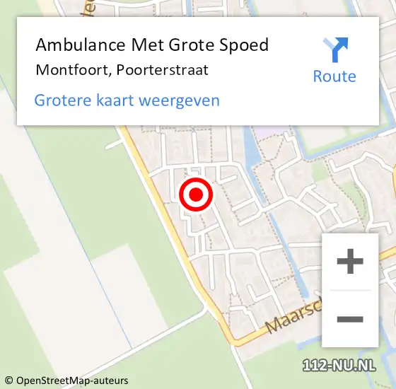 Locatie op kaart van de 112 melding: Ambulance Met Grote Spoed Naar Montfoort, Poorterstraat op 29 september 2017 03:57