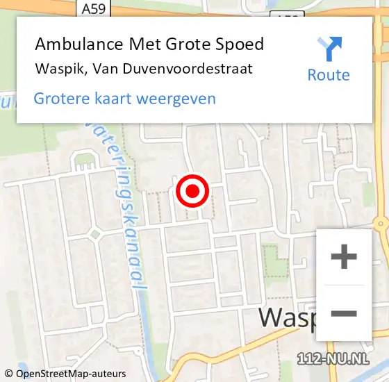 Locatie op kaart van de 112 melding: Ambulance Met Grote Spoed Naar Waspik, Van Duvenvoordestraat op 29 september 2017 05:36