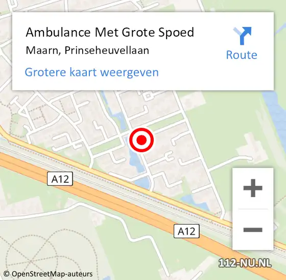 Locatie op kaart van de 112 melding: Ambulance Met Grote Spoed Naar Maarn, Prinseheuvellaan op 29 september 2017 06:08