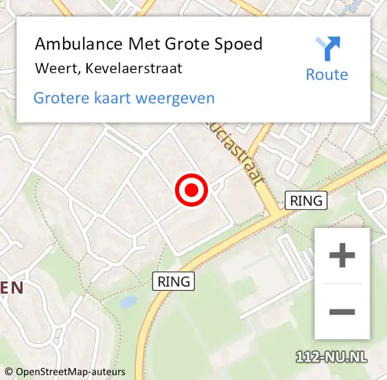 Locatie op kaart van de 112 melding: Ambulance Met Grote Spoed Naar Weert, Kevelaerstraat op 29 september 2017 07:10