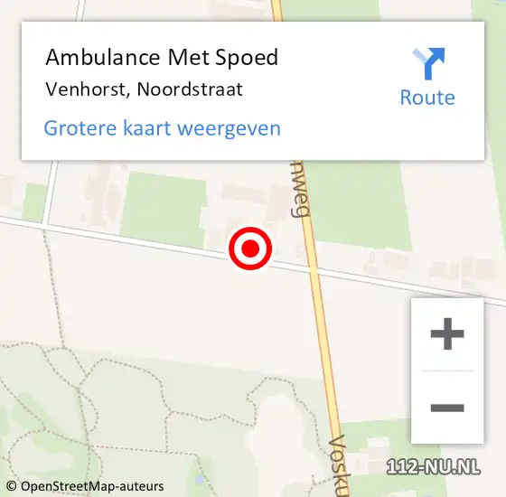 Locatie op kaart van de 112 melding: Ambulance Met Spoed Naar Venhorst, Noordstraat op 29 september 2017 07:36