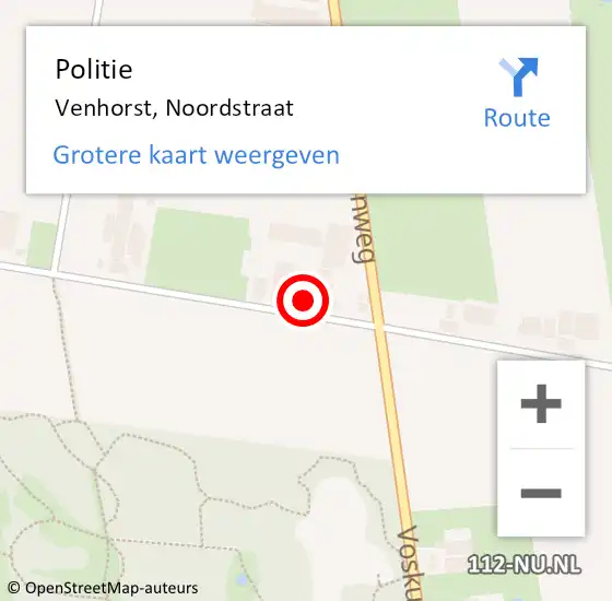 Locatie op kaart van de 112 melding: Politie Venhorst, Noordstraat op 29 september 2017 07:39