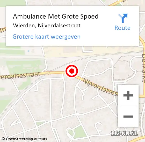 Locatie op kaart van de 112 melding: Ambulance Met Grote Spoed Naar Wierden, Nijverdalsestraat op 29 september 2017 07:57