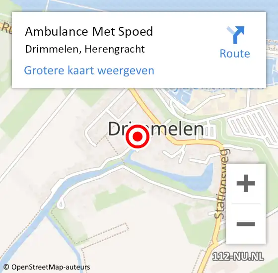 Locatie op kaart van de 112 melding: Ambulance Met Spoed Naar Drimmelen, Herengracht op 29 september 2017 08:57