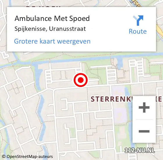 Locatie op kaart van de 112 melding: Ambulance Met Spoed Naar Spijkenisse, Uranusstraat op 29 september 2017 09:02