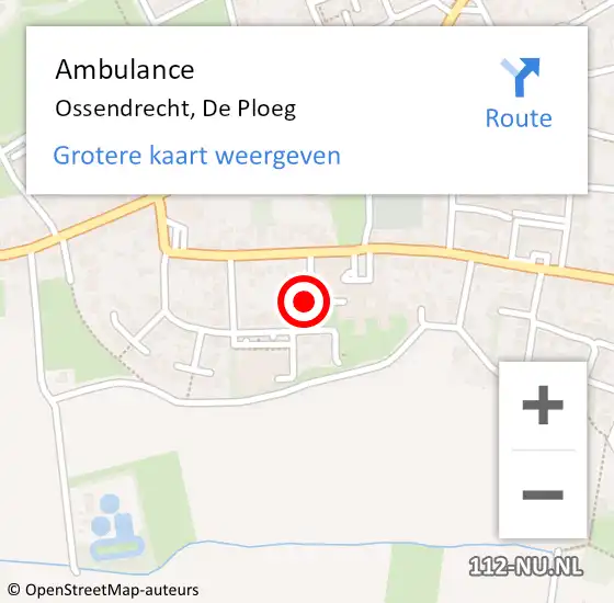 Locatie op kaart van de 112 melding: Ambulance Ossendrecht, De Ploeg op 29 september 2017 09:48