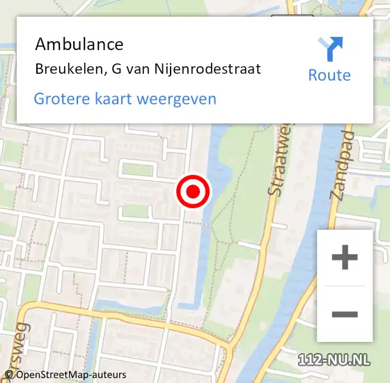 Locatie op kaart van de 112 melding: Ambulance Breukelen, G van Nijenrodestraat op 29 september 2017 10:27