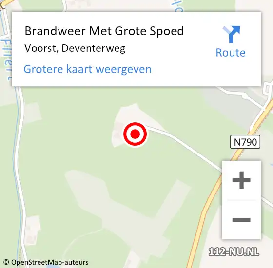 Locatie op kaart van de 112 melding: Brandweer Met Grote Spoed Naar Voorst, Deventerweg op 29 september 2017 10:39