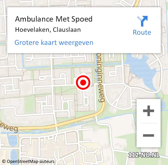 Locatie op kaart van de 112 melding: Ambulance Met Spoed Naar Hoevelaken, Clauslaan op 29 september 2017 10:42