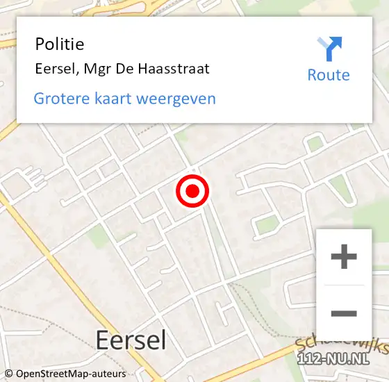 Locatie op kaart van de 112 melding: Politie Eersel, Mgr De Haasstraat op 29 september 2017 10:45