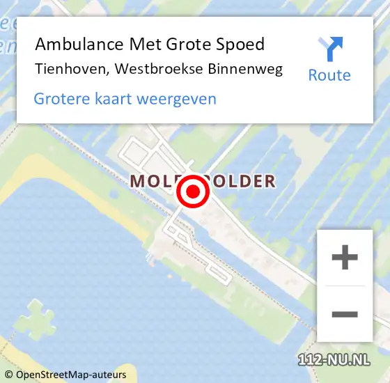 Locatie op kaart van de 112 melding: Ambulance Met Grote Spoed Naar Tienhoven, Westbroekse Binnenweg op 29 september 2017 11:39