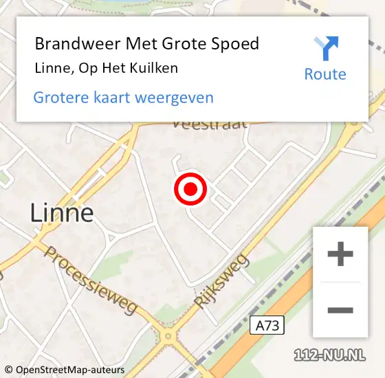 Locatie op kaart van de 112 melding: Brandweer Met Grote Spoed Naar Linne, Op Het Kuilken op 29 september 2017 11:46