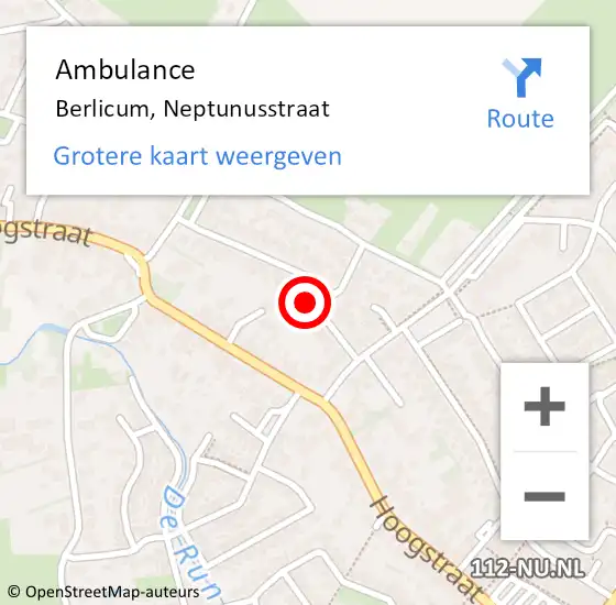 Locatie op kaart van de 112 melding: Ambulance Berlicum, Neptunusstraat op 29 september 2017 12:28