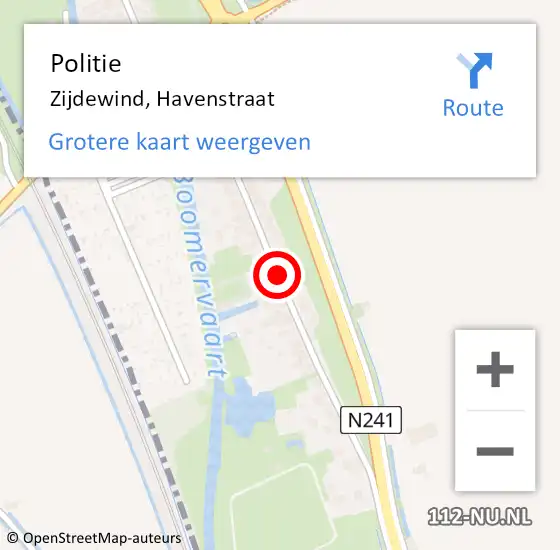 Locatie op kaart van de 112 melding: Politie Zijdewind, Havenstraat op 29 september 2017 13:18