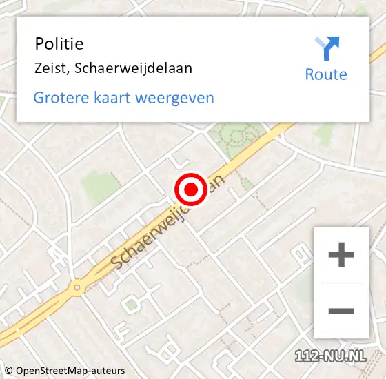 Locatie op kaart van de 112 melding: Politie Zeist, Schaerweijdelaan op 29 september 2017 13:54