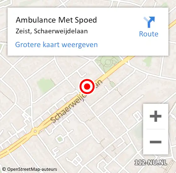 Locatie op kaart van de 112 melding: Ambulance Met Spoed Naar Zeist, Schaerweijdelaan op 29 september 2017 13:55